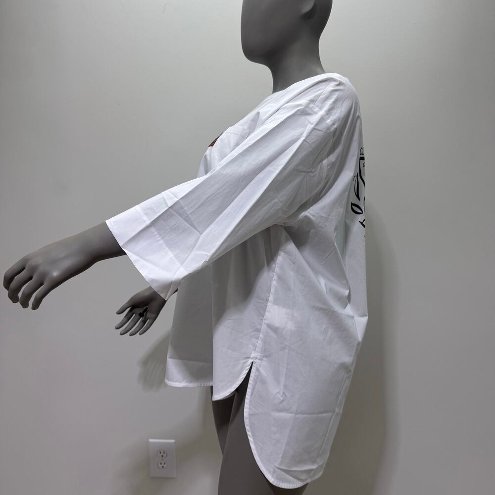 NWT Marina Rinaldi Hi Low White Cotton T-Shirt US 20 Minimalist Sporty Old Money - Picture 2 of 10